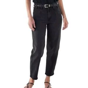 AYR The Beat Barrel Leg Ankle Crop Black Denim Jeans High Rise Size 28